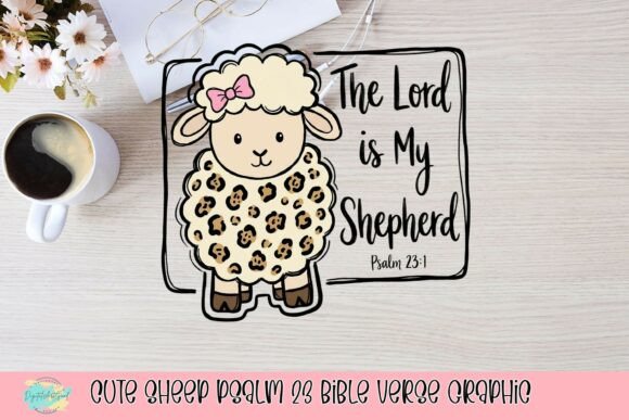 Adorable Sheep Psalm 23 Graphic for Faith-Based Design