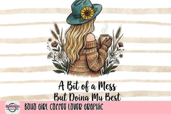 Boho Girl Coffee Lover Graphic: A Design for the Authentic Soul