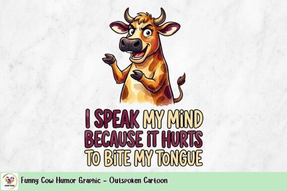 Funny Cow Humor Graphic: Outspoken Cartoon for Bold Projects